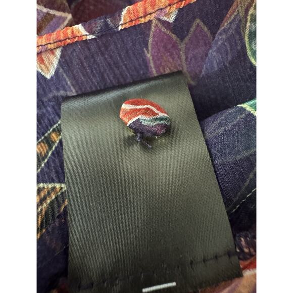 Johnny Was Jade Octavia Floral Silk Blouse Womens Large Oriental Semi Sheer - Picture 15 of 16